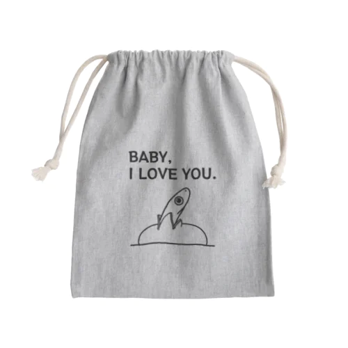 ヘビヘビベイビー(黒・表面プリント) Mini Drawstring Bag