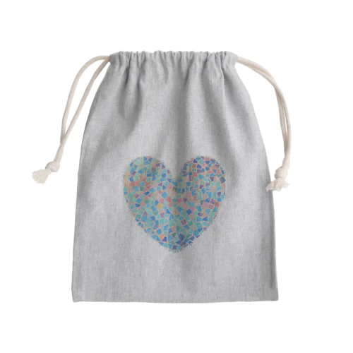 Blue Heart Mini Drawstring Bag