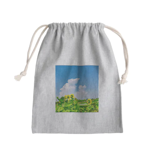 空を見る向日葵の後ろ姿 Mini Drawstring Bag