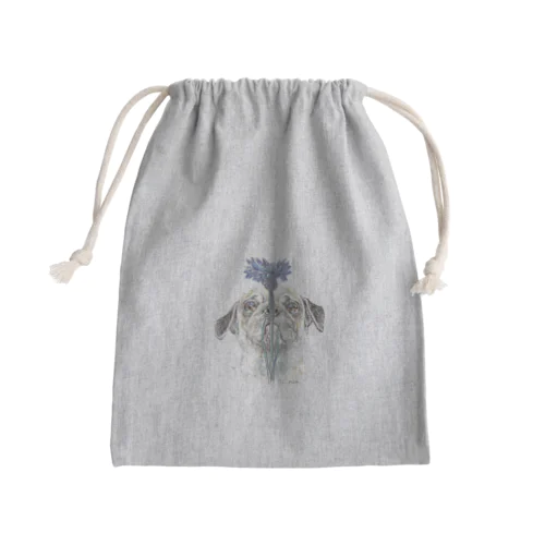 パグとヤグルマギク Mini Drawstring Bag