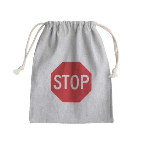 STOP-ストップ アメリカの一時停止標識ロゴ Mini Drawstring Bag