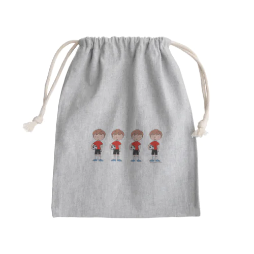 サッカーボールと少年　4人（カラー） Mini Drawstring Bag