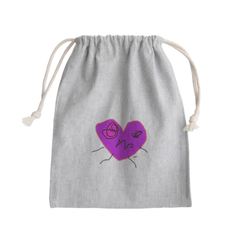 いつもイチゴたべてるハート Mini Drawstring Bag