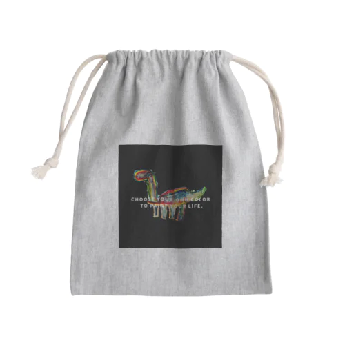 虹色の恐竜 Mini Drawstring Bag