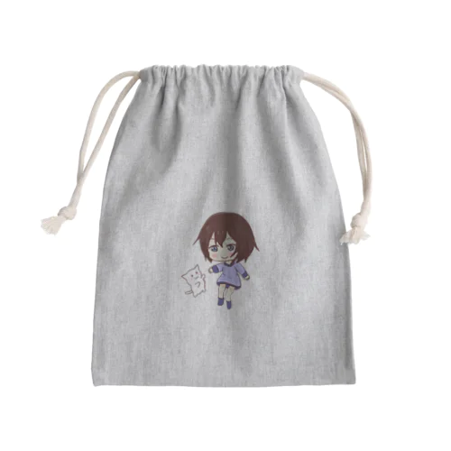 猫のテレちゃんと女の子 Mini Drawstring Bag