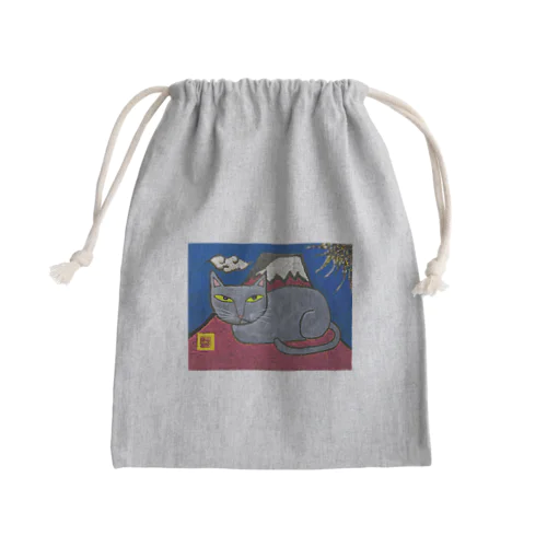 ロシアンブルーと富士山 Mini Drawstring Bag