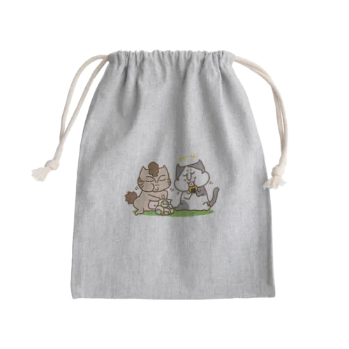 お悟り猫たちのおやつタイム Mini Drawstring Bag