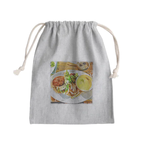 いつかのランチ🍔 Mini Drawstring Bag