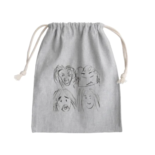 画伯イラスト小物 Mini Drawstring Bag