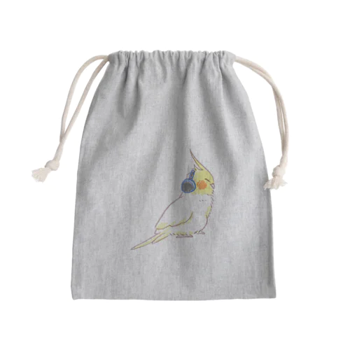 イヤマフつけてるオカメのおこめ Mini Drawstring Bag