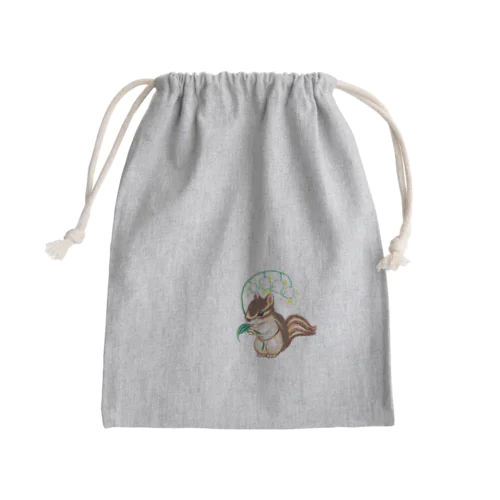 すずらんを持つ子リス（背景白） Mini Drawstring Bag