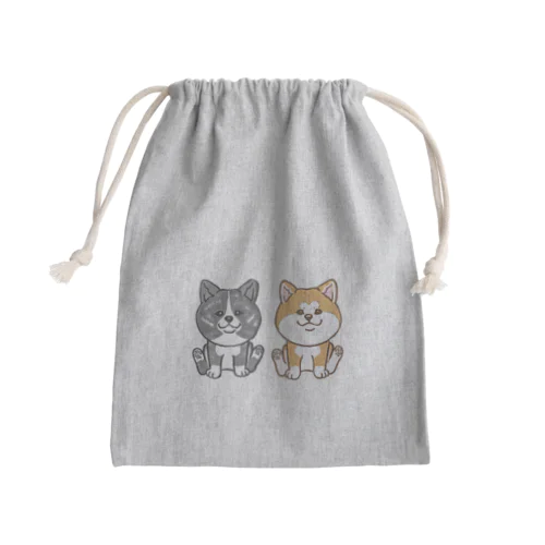 ２人は仲良し秋田犬 Mini Drawstring Bag