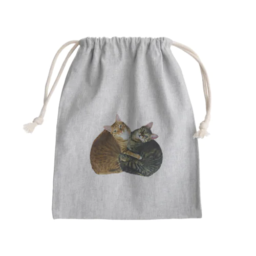 くっつきにゃんこ Mini Drawstring Bag