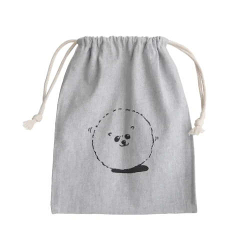 白　まんまるポメラニアン Mini Drawstring Bag