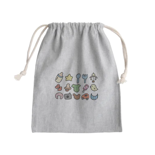 育児グッズいっぱいの巾着 Mini Drawstring Bag