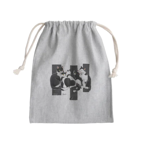 白黒つかないニャン Mini Drawstring Bag