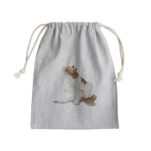 茶しろ猫 Mini Drawstring Bag