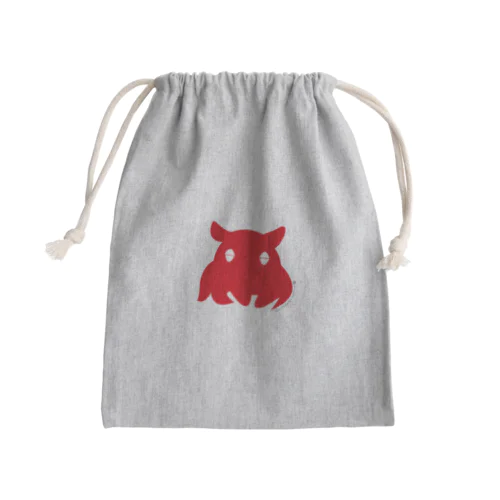 ねむいメンダコ赤塗 Mini Drawstring Bag