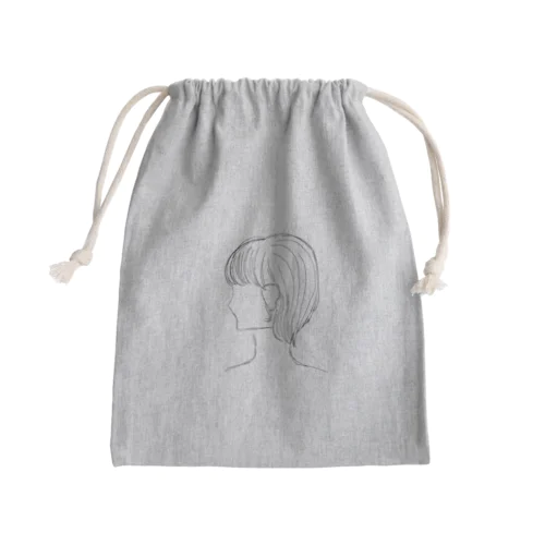 short cut girl  Mini Drawstring Bag