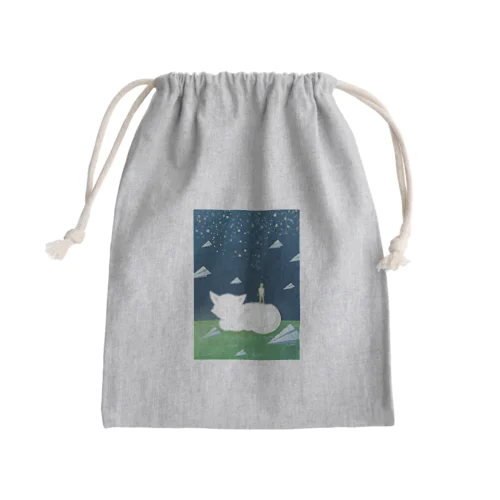 猫と夜空と眺める人 Mini Drawstring Bag