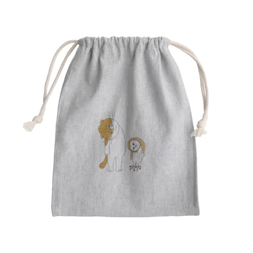 ネコとメンフクロウ Mini Drawstring Bag