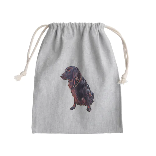 flatcoated retriever Mini Drawstring Bag