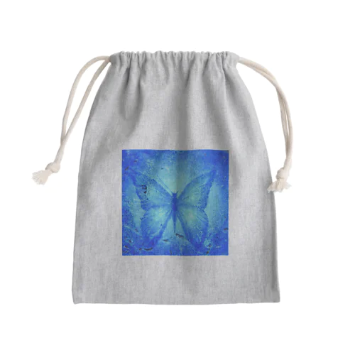 青い蝶 Mini Drawstring Bag