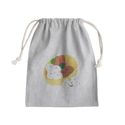 シマエナガ×お弁当 Mini Drawstring Bag