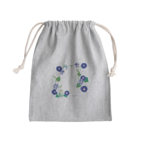 ラブバと朝顔（白地用） Mini Drawstring Bag
