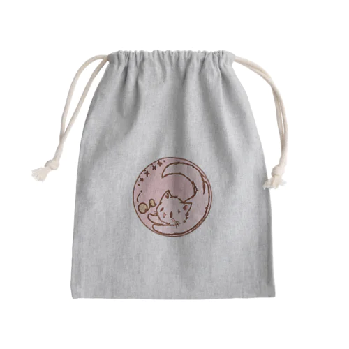 じゃれじゃれ子猫　ピンク Mini Drawstring Bag