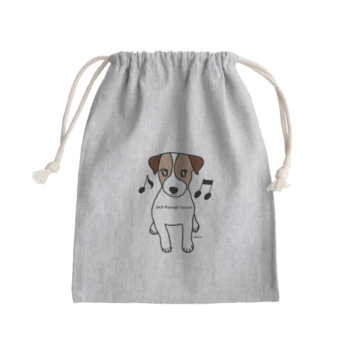 可愛いジャックラッセルテリア犬と音符 Mini Drawstring Bag