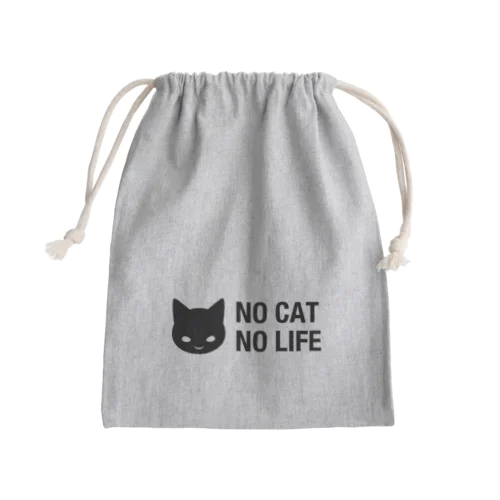 黒猫と生きる Mini Drawstring Bag