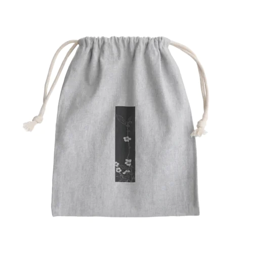 白と黒　花模様 Mini Drawstring Bag