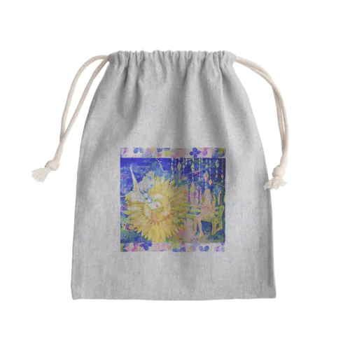 向日葵と翡翠・紫陽花の花びら（正方形） Mini Drawstring Bag