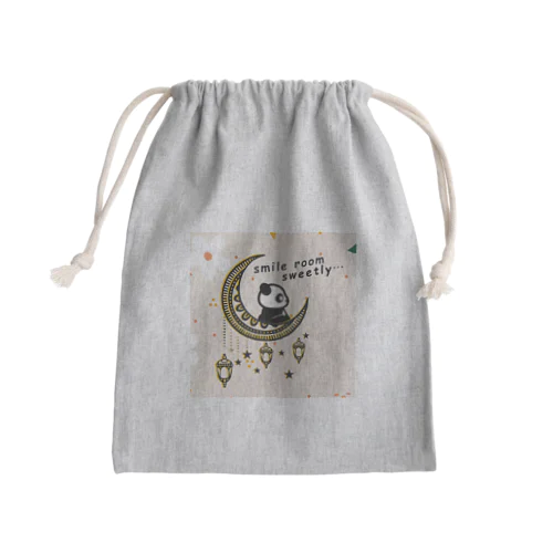 三日月と夢みるパンダ( ピンク ) Mini Drawstring Bag