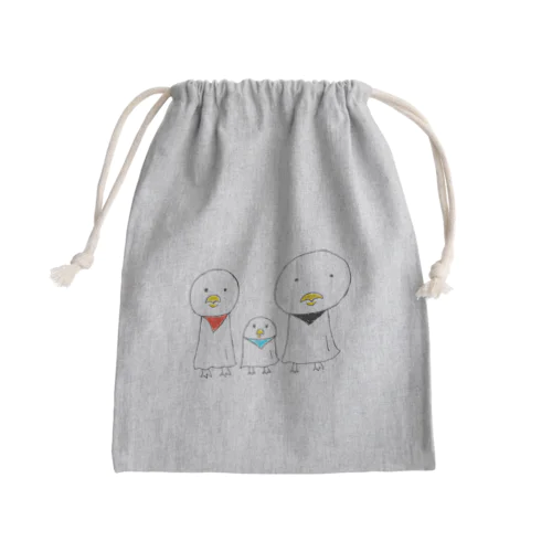 とりとなかまたちきんちゃく Mini Drawstring Bag