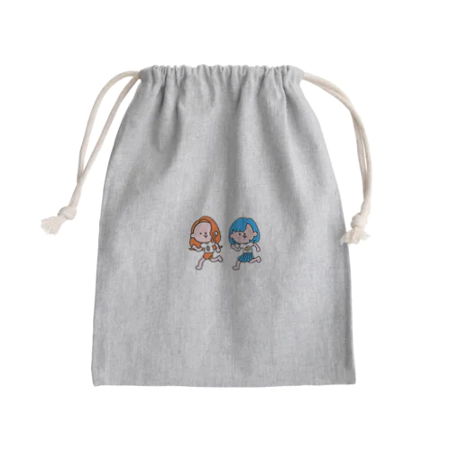 橙と青の女の子 Mini Drawstring Bag