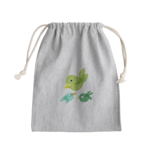 トリサン(鳥3) Mini Drawstring Bag