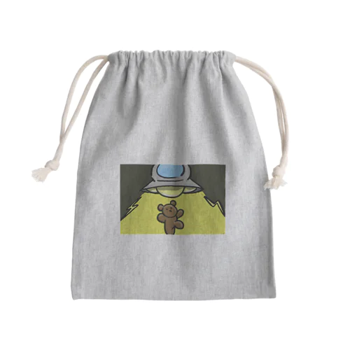 Ufo に吸い込まれてるクマ Mini Drawstring Bag