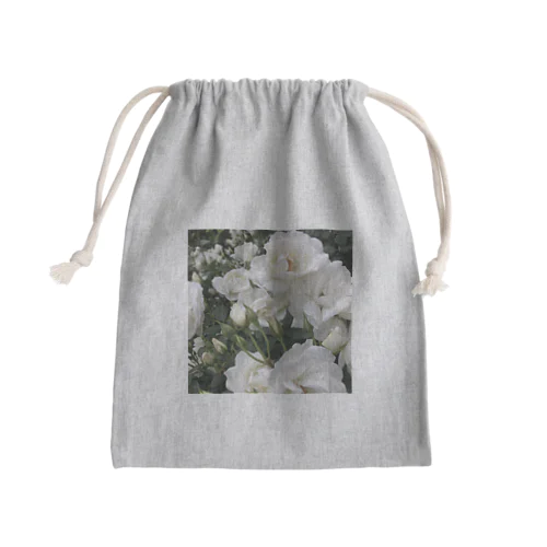 White Rose Mini Drawstring Bag