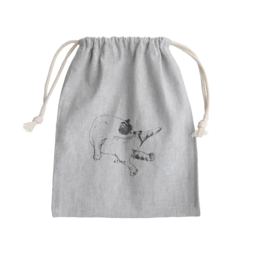毛繕いの猫 Mini Drawstring Bag
