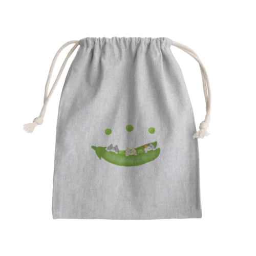 えんどう豆にゃ Mini Drawstring Bag