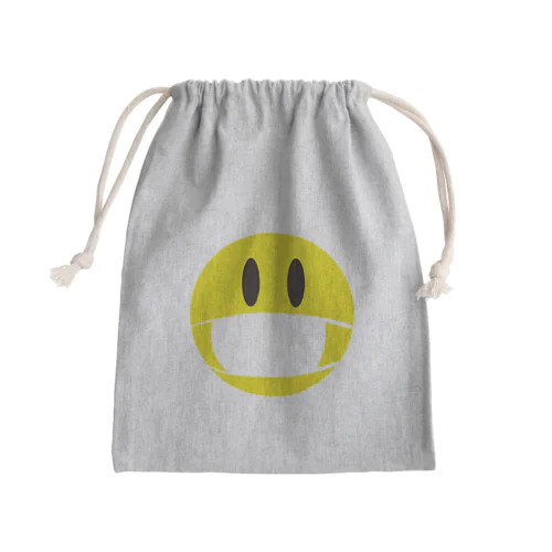 マスクをしたスマイリーフェイス Mini Drawstring Bag