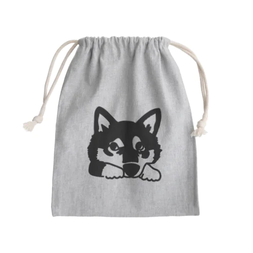 黒柴の眼差し Mini Drawstring Bag