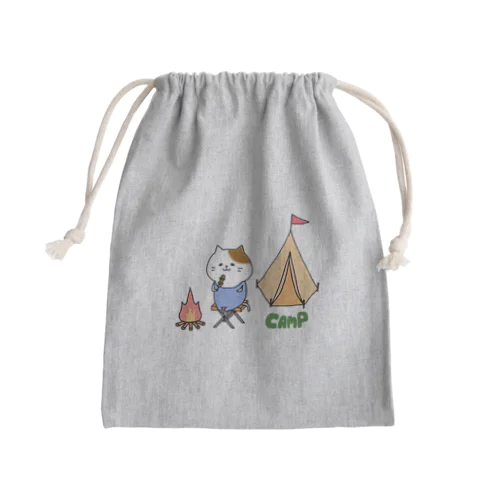 キャンプねこさん Mini Drawstring Bag