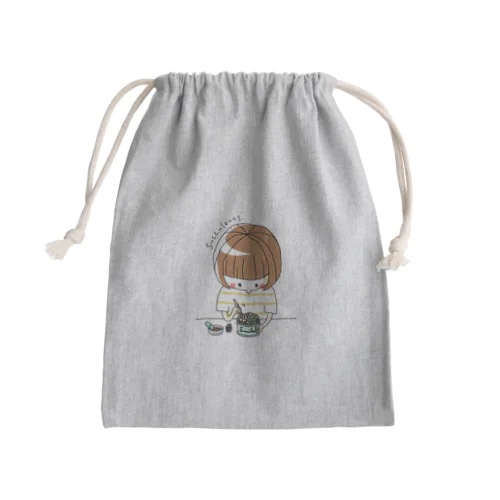 多肉の寄せ植えをしている人(カラー) Mini Drawstring Bag