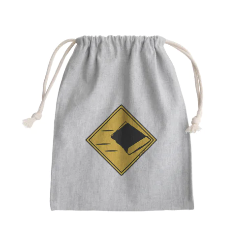 標識「枕投げ注意」 Mini Drawstring Bag