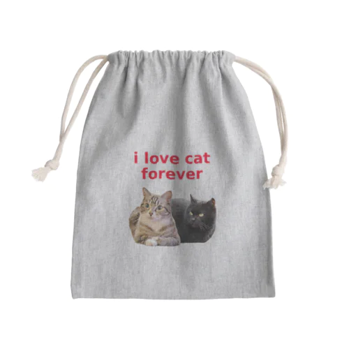 i love cat forever Mini Drawstring Bag