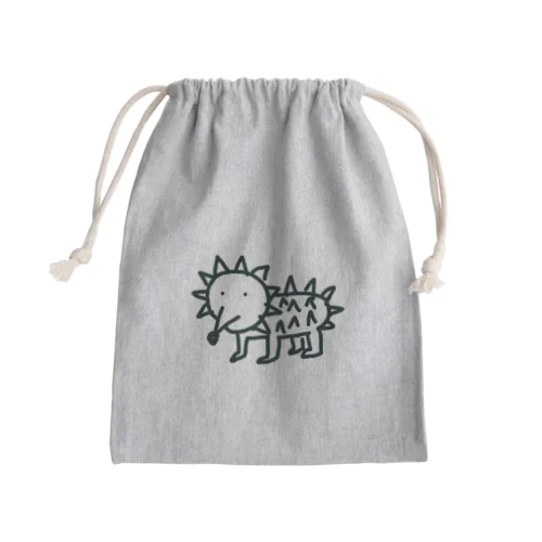 画伯のハリネズミ Mini Drawstring Bag