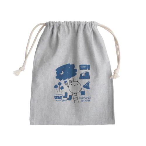 小粒パンダBLUE Mini Drawstring Bag